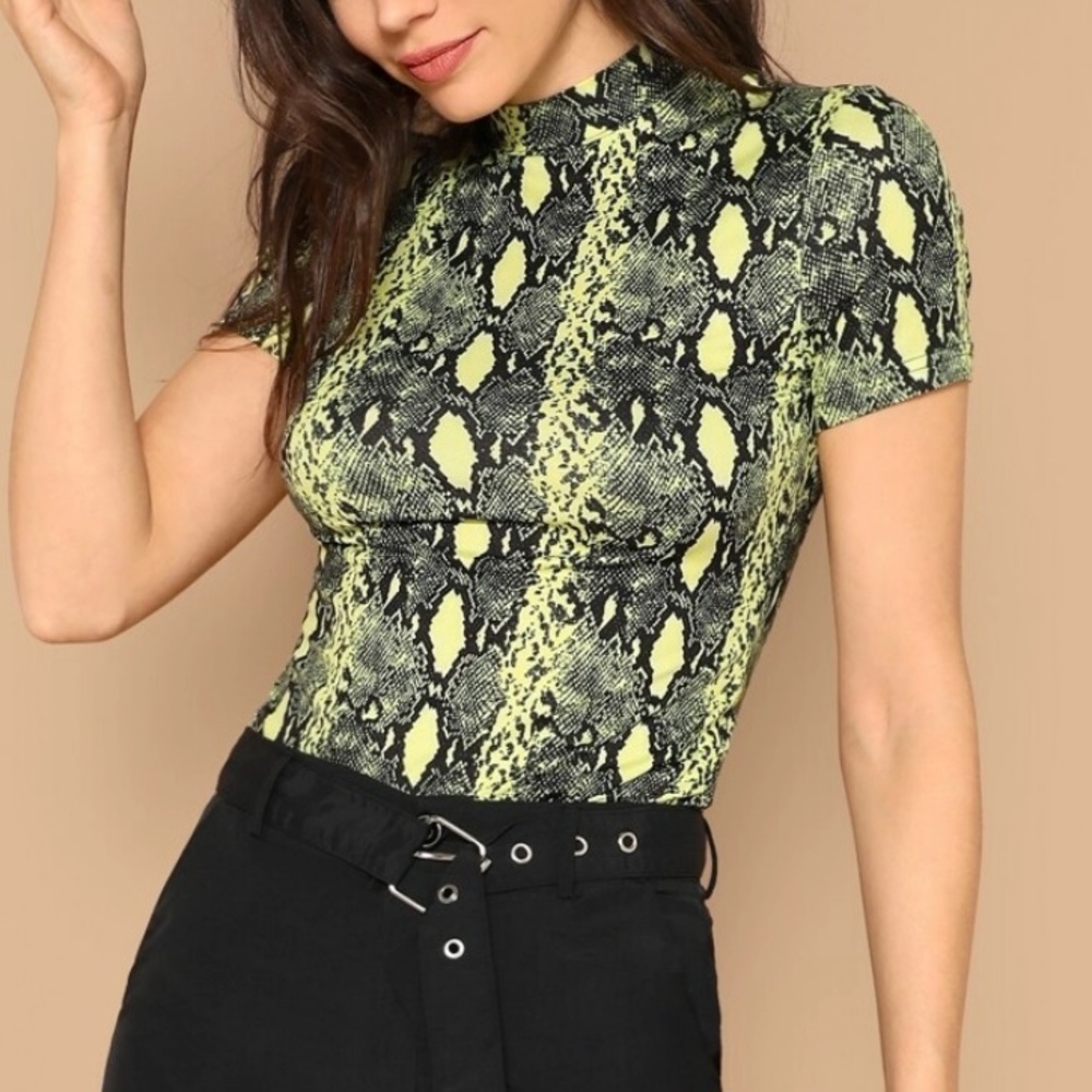 Snakeskin Green Neon Top